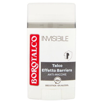 Borotalco Deodorant Stick Invisible Gray 40ml - Roll On Invisible Talc Barrier Effect 1.3 Fl Oz Made in Italy