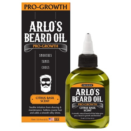 Arlo's Pro Growth Beard Oil Citrus Basil 2.5 oz. - Promotes Beard Hair Growth