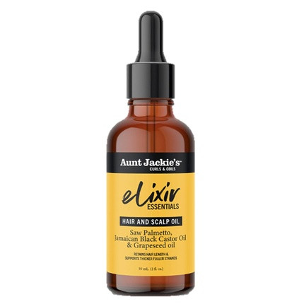 Aunt Jackie's Elixir Essentials Hair & Scalp Oil with Saw Palmetto, Jamaican Black Castor Oil & Grapeseed Oil 2 oz