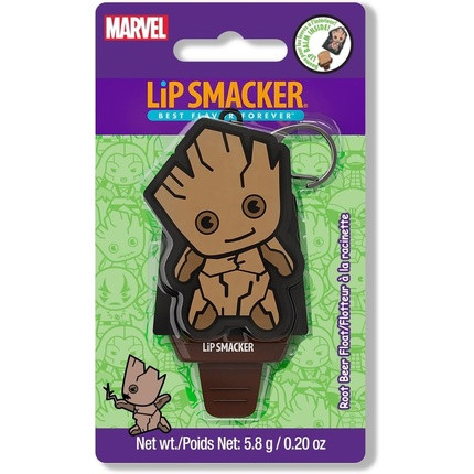 Lip Smacker Marvel Guardians of the Galaxy Lip Balm for Kids with Marvel Keychain Popsicle Shape Infused with Castor Oil Groot Beer Float Groot Keychain Lip Balm