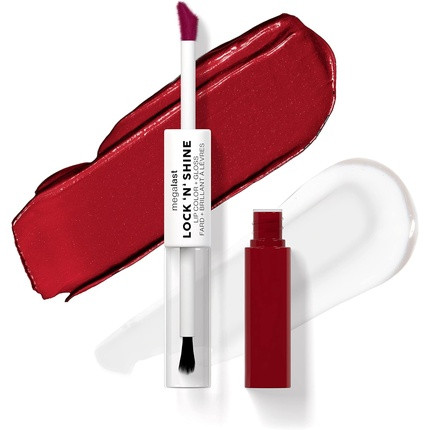 Wet 'n' Wild Megalast Lock n' Shine Dual-Ended Lip Color and Clear Gloss with Vitamin E and Jojoba Oil Enriched Formula Red-Y-For Me Shade