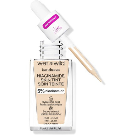 Wet n Wild Bare Focus Niacinamide Skin Tint Lightweight Foundation with Hyaluronic Acid and Vitamin E Fair