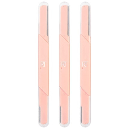 Real Techniques Face and Eyebrow Razor Double-Ended Peeling Dermaplaning Women's Facial Razor Multi-Purpose Precision Peach Fuzz Cutter 3-Piece Set Eyebrow Razor 3-Piece Set