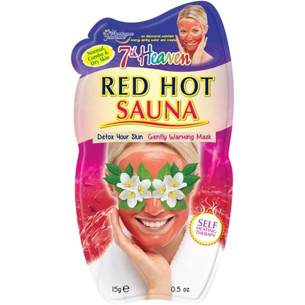 7th Heaven Red Hot Sauna Gently Warming Face Mask with Lime Oil and Jasmine for Skin Detox - Ideal for Normal, Combo & Dry Skin