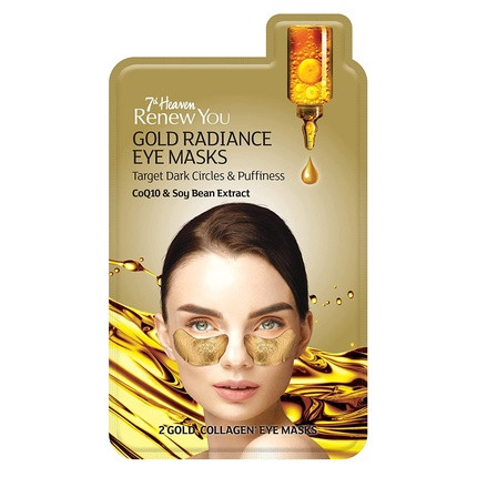 7th Heaven Renew You Gold Radiance Eye Masks Enriched with CoQ10 and Soybean Extract to Combat Dark Circles and Puffiness