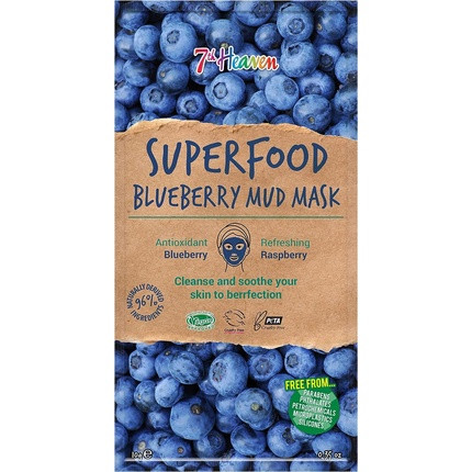 7th Heaven Superfood Blueberry Mud Face Mask with Refreshing Raspberry and Antioxidant Blueberry 10g