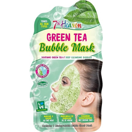 7th Heaven Green Tea Bubble Face Mask to Hydrate and Soothe Skin and Help Target Blemishes