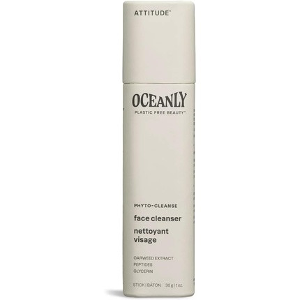 ATTITUDE Oceanly Face Cleanser Stick EWG Verified Plant and Mineral-Based Ingredients Vegan and Cruelty-Free Beauty Products PHYTO CLEANSE Unscented 30 grams