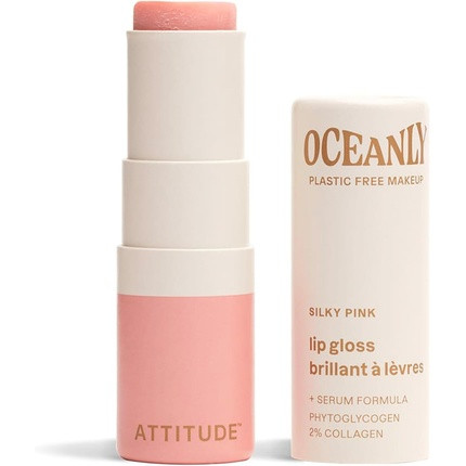 ATTITUDE Oceanly Sheer Lip Gloss Stick EWG Verified Titanium Dioxide-Free Vegan Makeup & Beauty Plastic-Free Silky Pink 3.4 grams