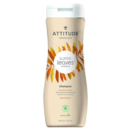 ATTITUDE Super Leaves Shampoo 473ml Shine & Volume Vegan Shampoo without Silicones, Sulfates, and Parabens - Silicone-Free Shampoo for Fine Hair