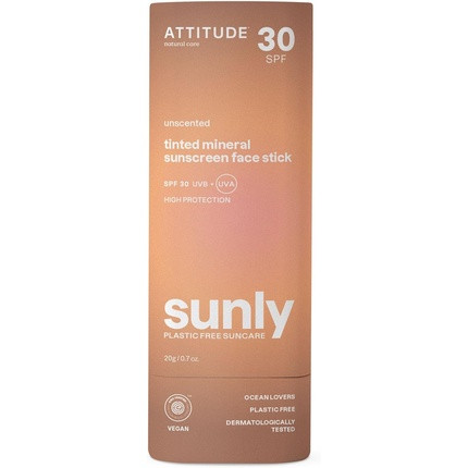 ATTITUDE Tinted Mineral Sunscreen Face Stick with Zinc Oxide SPF 30 20g