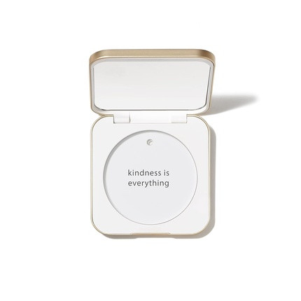 Jane Iredale Refillable Compact Aluminum Shell with Magnetic Closure and Interior Mirror for On-The-Go Use White