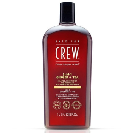 American Crew 3-IN-1 Ginger + Tea Shampoo, Conditioner and Body Wash 33.8 Fl Oz