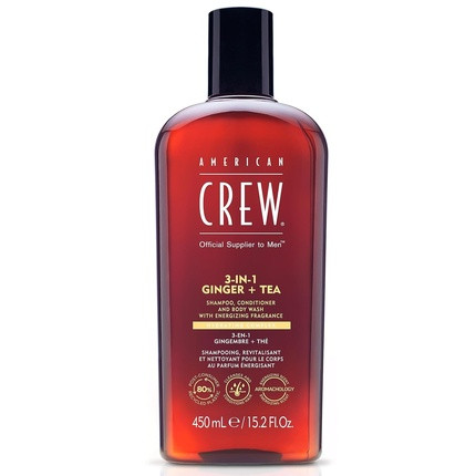 American Crew 3-IN-1 Ginger + Tea Shampoo, Conditioner and Body Wash 15.2 Fl Oz