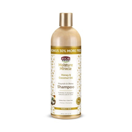 African Pride Moisture Miracle for Natural Coils & Curls Nourishes & Shines Sulfate Free Color Safe Shampoo