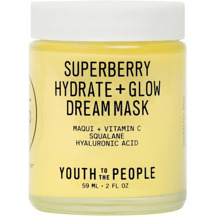 Youth To The People Superberry Hydrate + Glow Dream Mask Hydrating Vegan Face Mask with Hyaluronic Acid and Antioxidant Vitamin C 2oz