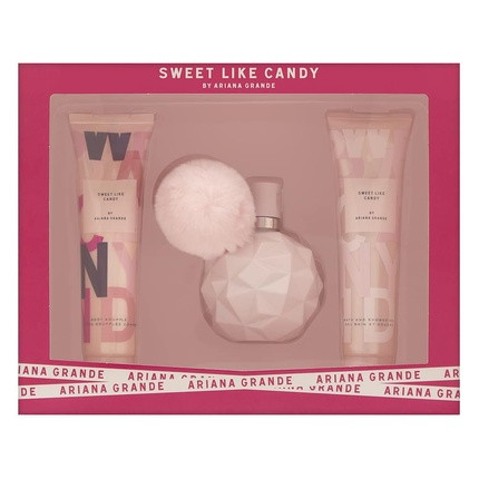 Ariana Grande Sweet Like Candy 3 Piece Gift Set For Women- 50ml Eau De Parfum Spray + 100ml Body Souffle + 100ml Bath and Shower Gel