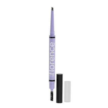 Florence by Mills Tint n' Tame Eyebrow Pencil Angled Tip for Precise Build in Spoolie Brush Smooth Seamless Application Hydrate Black Brown Vegan Cruelty-Free