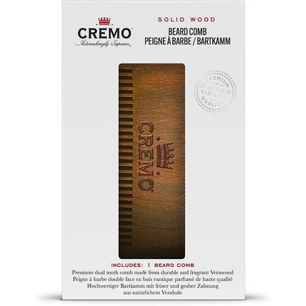 Cremo Premium Beard Comb for Men 100% Natural Wood with Woody Fragrance