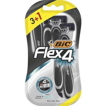 Bic Flex 4 Men's Razor with Lubricating Strip and Pivoting Head for a Smooth, Precise Shave 4 Count - Pack of 4