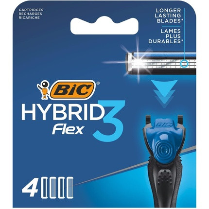 BIC Hybrid 3 Flex Men's Razor Refills with 3 Nano-Tech Titanium Moveable Blades