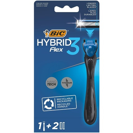 BIC Hybrid 3 Flex Refillable Men's Razor Kit 3-Blade Refills