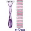 Bic Click 5 Soleil Refillable Women's Razor 10 x 3-Blade Refills Lubricating Strip Purple