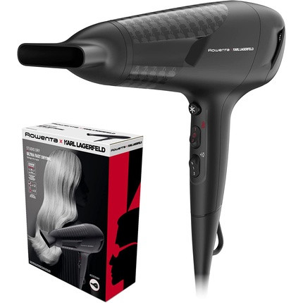 Rowenta x Karl Lagerfeld CV581L Studio Dry Hair Dryer with Effiwatt Technology and Thermo Control - Black/Red