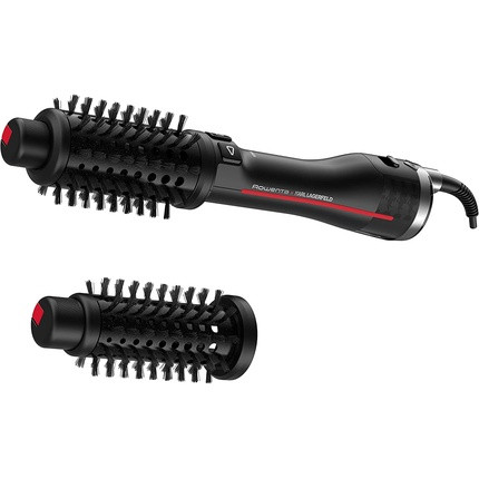 Rowenta x Karl Lagerfeld CF961L K/Pro Stylist Rotating Hot Air Brush with Shine-Boosting and Versatile Styling for All Hair Types - Black/Red