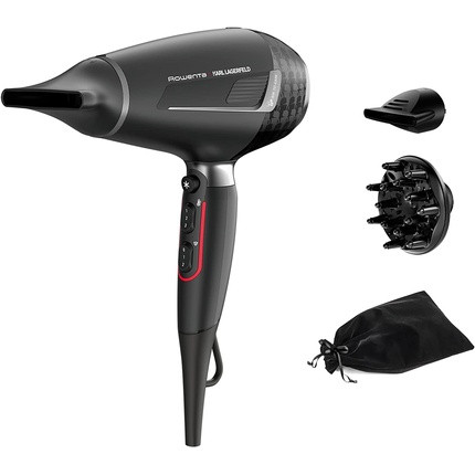 Rowenta x Karl Lagerfeld CV888L K/Pro Stylist Hair Dryer 2200W AC Motor Ionic Shine - Black/Red