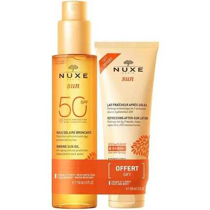 Nuxe Sun Sun Tanning Oil for Face and Body SPF50 150ml + After Sun Freshening Milk 100ml