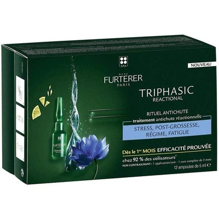 René Furterer Triphasic Reactional Ritual Anti-Hair Loss Treatment 12 Phials + Stimulating Shampoo 100ml