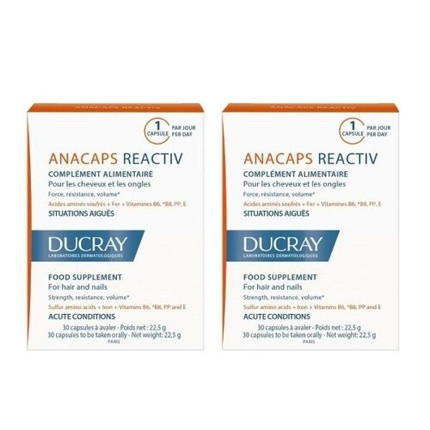 Ducray Anacaps Reactiv for Hair and Nails 30 Capsules - Pack of 2