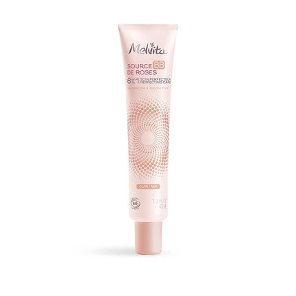 Melvita BB Cream Source de Roses Light 100% Natural Pigments Certified Organic Silicone-Free Natural Coverage 6-in-1 40ml Tube