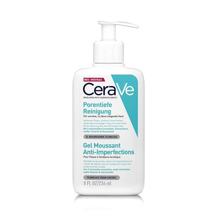 CeraVe Deep Cleansing Foaming Facial Cleanser for Acne-Prone Skin with Clay and Niacinamide 236ml