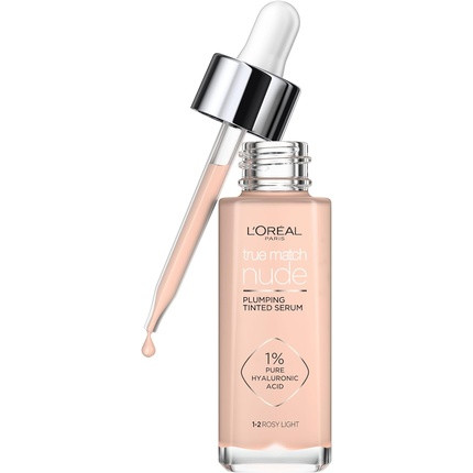 L'Oréal Paris True Match Tinted Serum Foundation with 1% Hyaluronic Acid 30ml Shade 1-2 Rosy Light