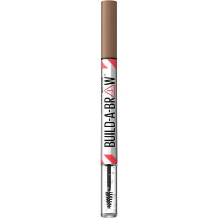 Maybelline New York Build A Brow 2 in 1 Brow Pen and Sealing Gel Real-looking Fuller Brows Waterproof Sweat and Smudge-resistant 24H Wear Vegan Formula Shade 255 Soft Brown