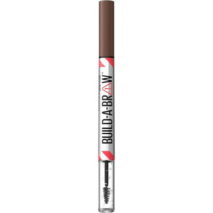 Maybelline New York Build A Brow 2 in 1 Brow Pen and Sealing Gel Real-looking Fuller Brows Waterproof Sweat and Smudge-resistant 24H Wear Vegan Formula Shade 257 Medium Brown