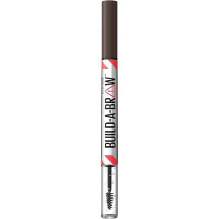 Maybelline New York Build A Brow 2 in 1 Brow Pen and Sealing Gel Real-looking Fuller Brows Waterproof Sweat and Smudge-resistant 24H Wear Vegan Formula Shade 260 Deep Brown