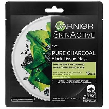 Garnier Pure Charcoal Black Tissue Mask Cleansing and Moisturising Pore Tightening Mask on Carbon Fabric