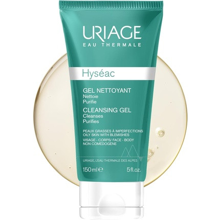 Uriage Hyséac Face Cleansing Gel for Oily Skin with Blemishes 150ml - Purifies & Eliminates Sebum Excess - Ultra-Gentle Foaming Gel - Paraben & Soap-Free, Physiological pH 150ml