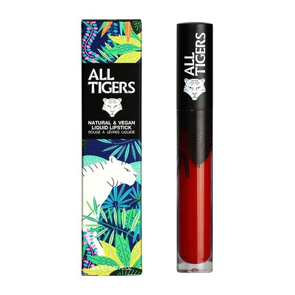 ALL TIGERS Liquid Lipstick Matt Vegan and Natural Long-Lasting Bordeaux-Red Live Fearless 887 - Petroleum-Free Lipstick with Organic Ingredients