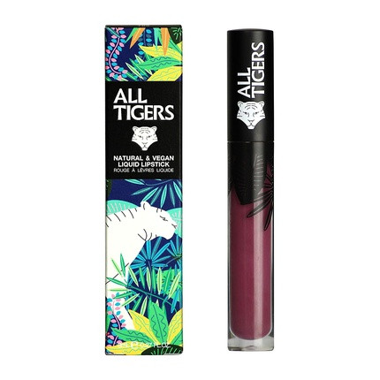 ALL TIGERS Feel The Power 980 Matt Vegan and Natural Liquid Lipstick - Long Lasting - Violet Color - Petroleum-Free with Organic Ingredients