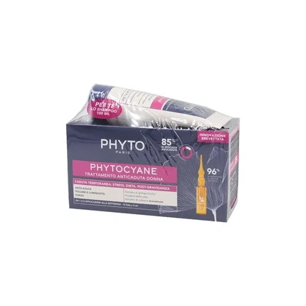 Phyto Paris Phytocyane Hair Loss Treatment For Women - 12 Vials Of 5 Ml And Energizing Shampoo 100 Ml