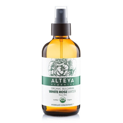 Alteya Organic White Rose Water Spray Glass Bottle 240ml - 100% USDA Certified Organic Natural Steam-Distilled Flower Water from Alba Roses