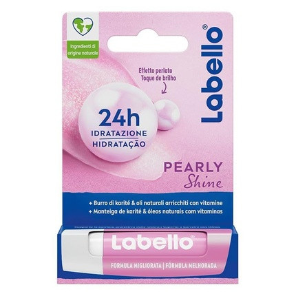 Labello Pearly Shine Lip Balm 4.8g Moisturizing Lip Balm with Pearl and Silk Extracts 24 Hour Moisture