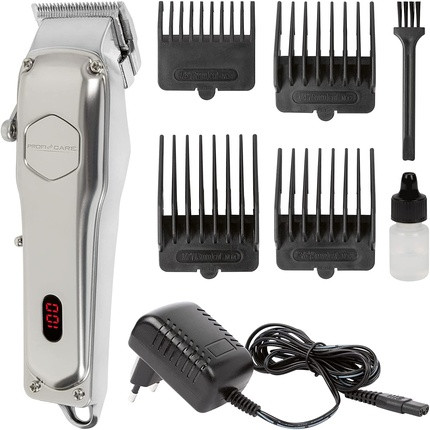 ProfiCare Hair Clipper and Beard Trimmer for Men with 4 Detachable Comb Attachments and 3-Step Thinning Function Stainless Steel