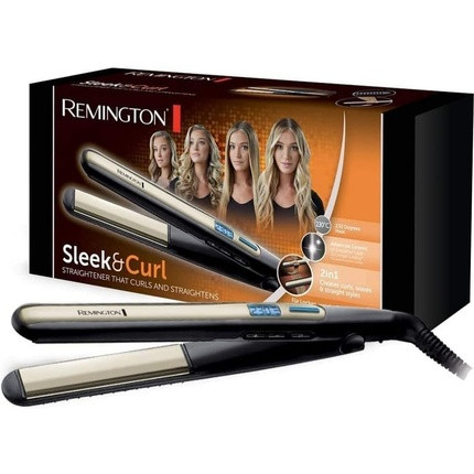 Remington Sleek & Curl Hair Straightener with Rounded Design and Ultra-Tourmaline Ceramic Coating LCD Display 150-230°C