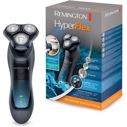 Remington HyperFlex Aqua XR1430 Rotary Shaver with Flexible Swivel Head ComfortFloat Blades Wet and Dry Use Black/Blue