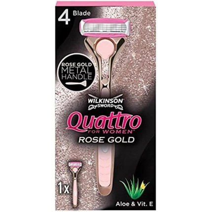 Wilkinson Sword Quattro For Women Premium Metal Rose Gold Razor